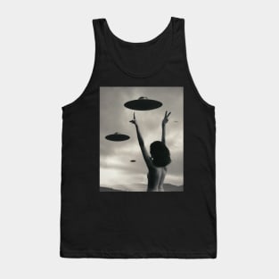 Woman Peace UFO "Good Vibes" Art by Cult Class Tank Top